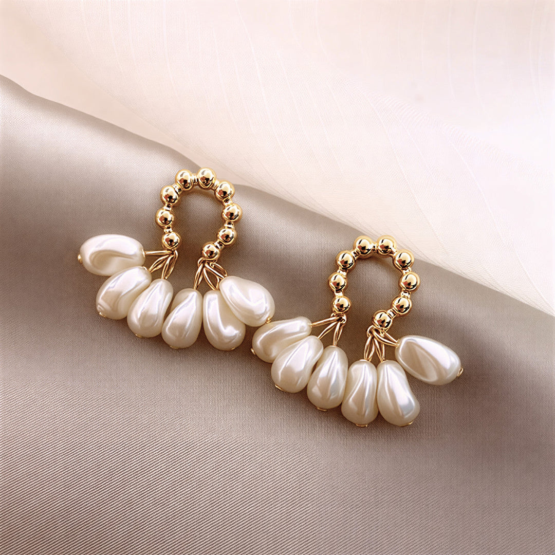 Pearl Flower Hoop Earrings