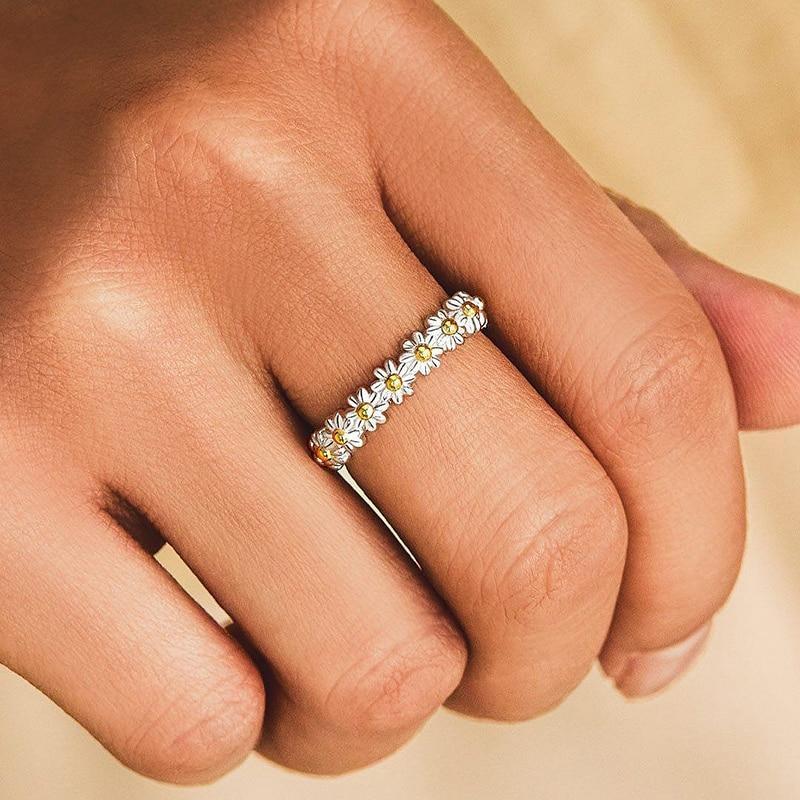 Silberring Margerite mit Emaille