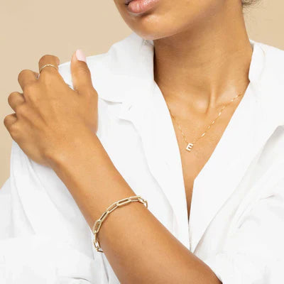 Love letter initial necklace | White Gold