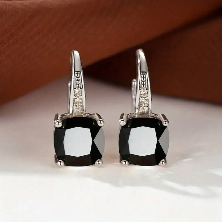 Mystic Stone Hoop Earrings | White Gold