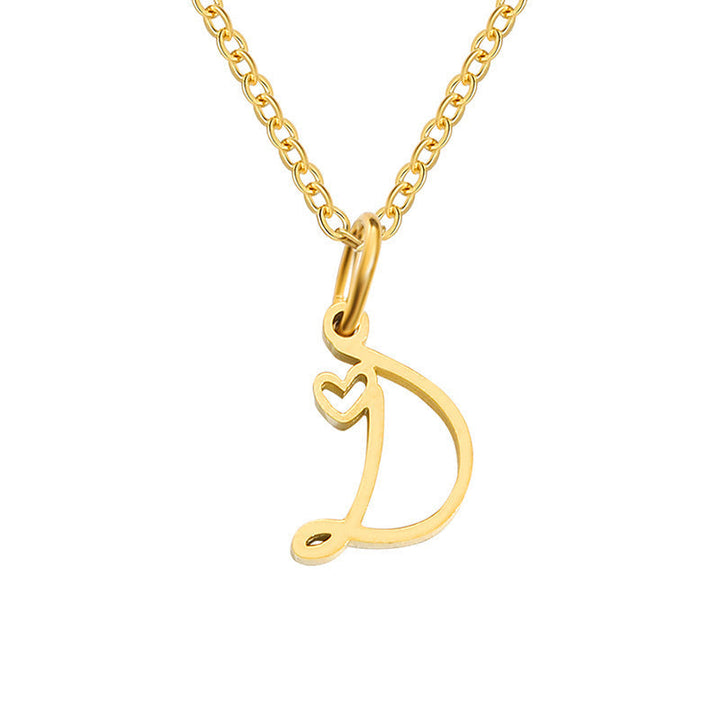 Heart Initial Necklace | Gold