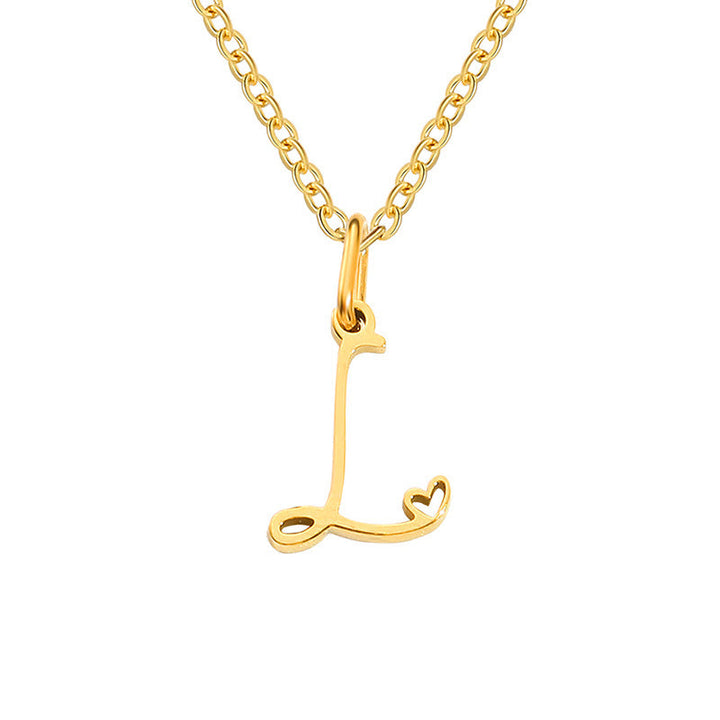 Heart Initial Necklace | Gold