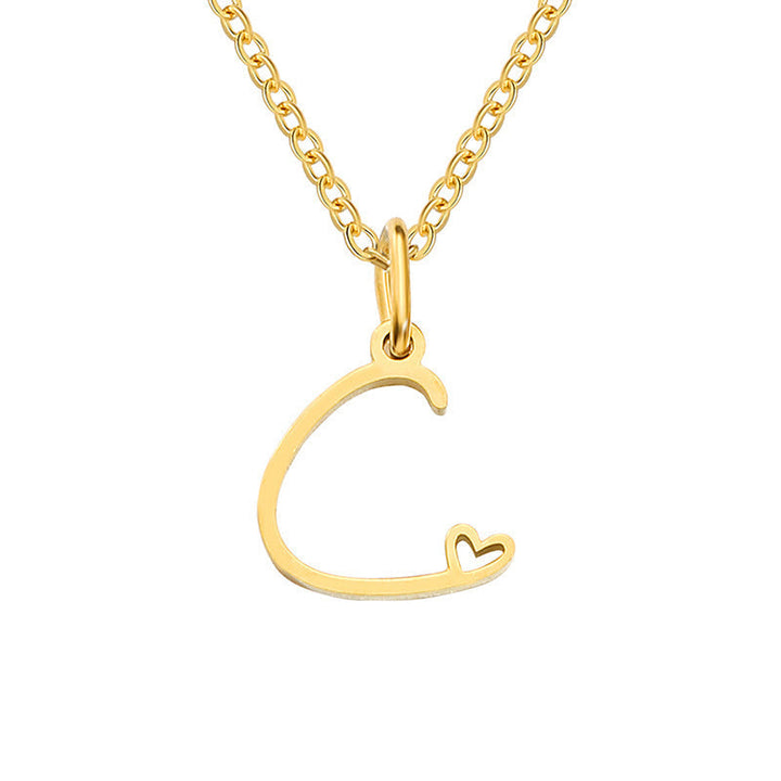 Heart Initial Necklace | Gold