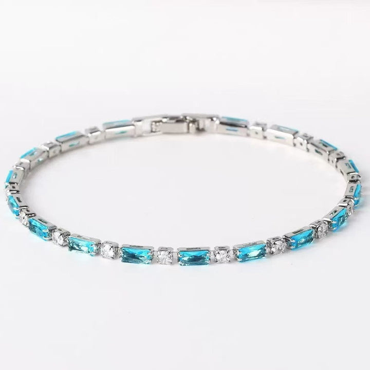 Natural Turquoise Stone Bracelet | White Gold