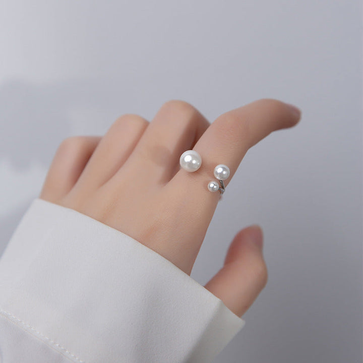 Adjustable Triple Freshwater Pearl Ring S925 Silver