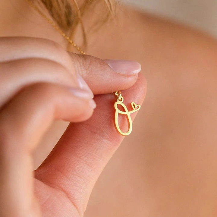 Heart Initial Necklace | Gold