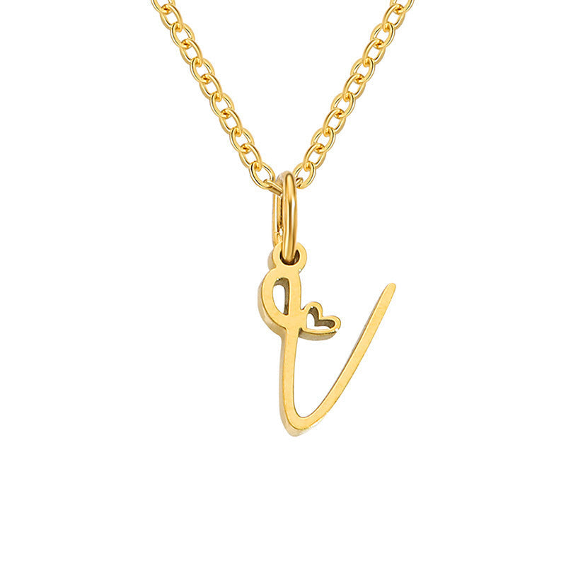 Heart Initial Necklace | Gold