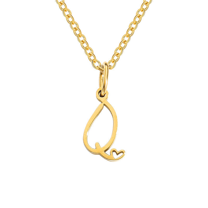 Heart Initial Necklace | Gold