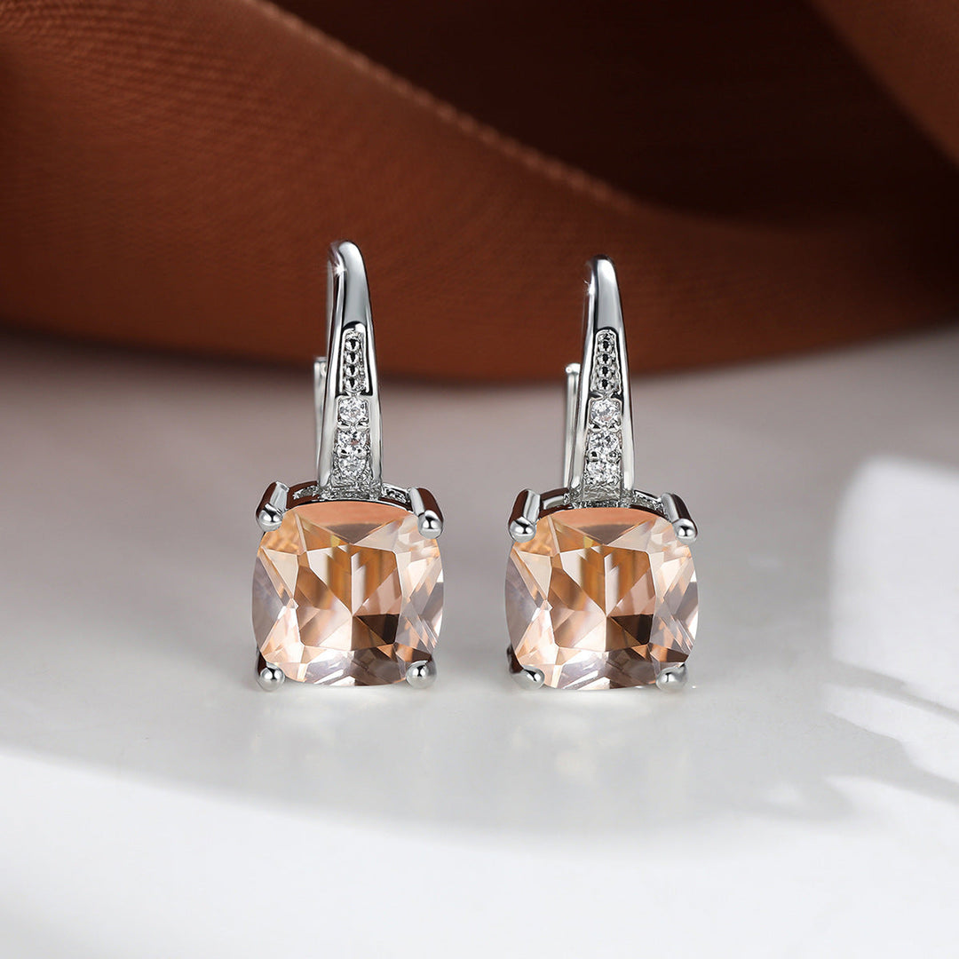 Mystic Stone Hoop Earrings | White Gold