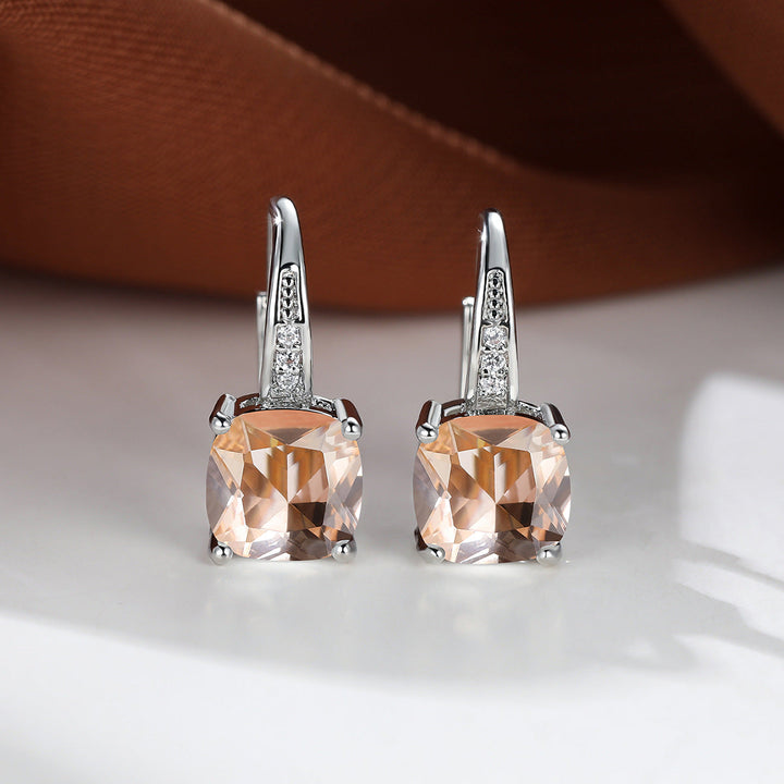 Mystic Stone Hoop Earrings | White Gold