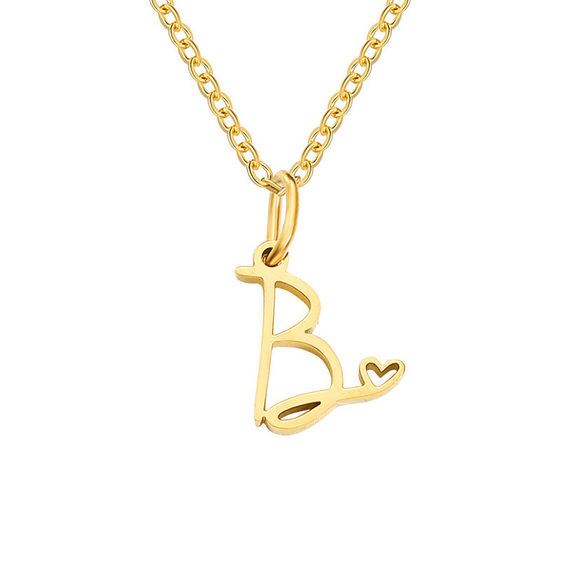 Heart Initial Necklace | Gold