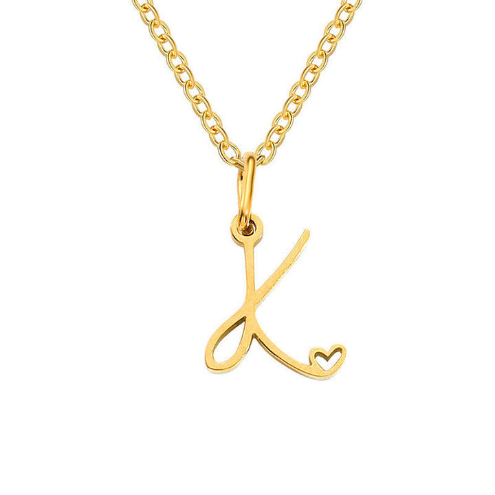 Heart Initial Necklace | Gold