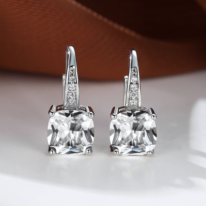 Mystic Stone Hoop Earrings | White Gold
