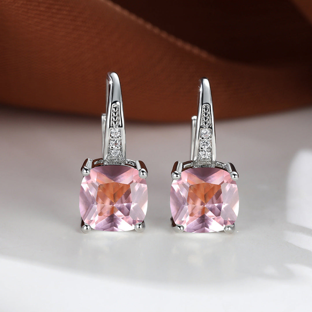 Mystic Stone Hoop Earrings | White Gold