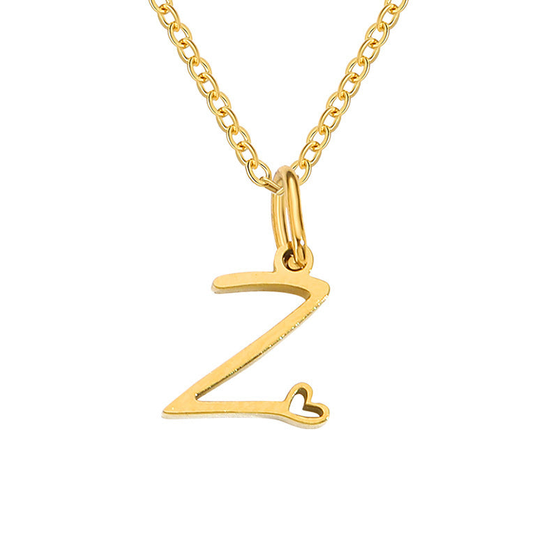 Heart Initial Necklace | Gold