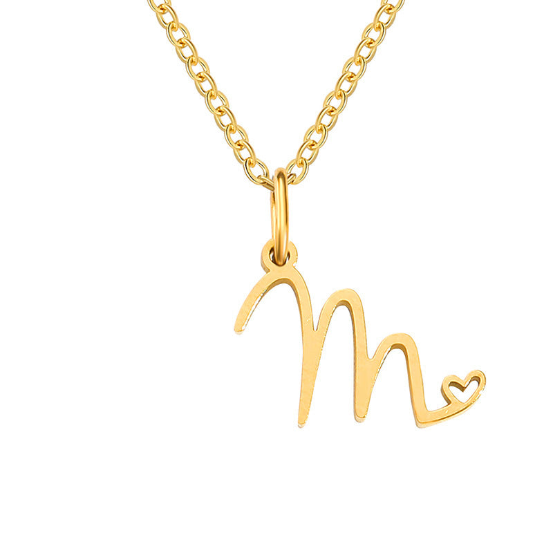 Heart Initial Necklace | Gold