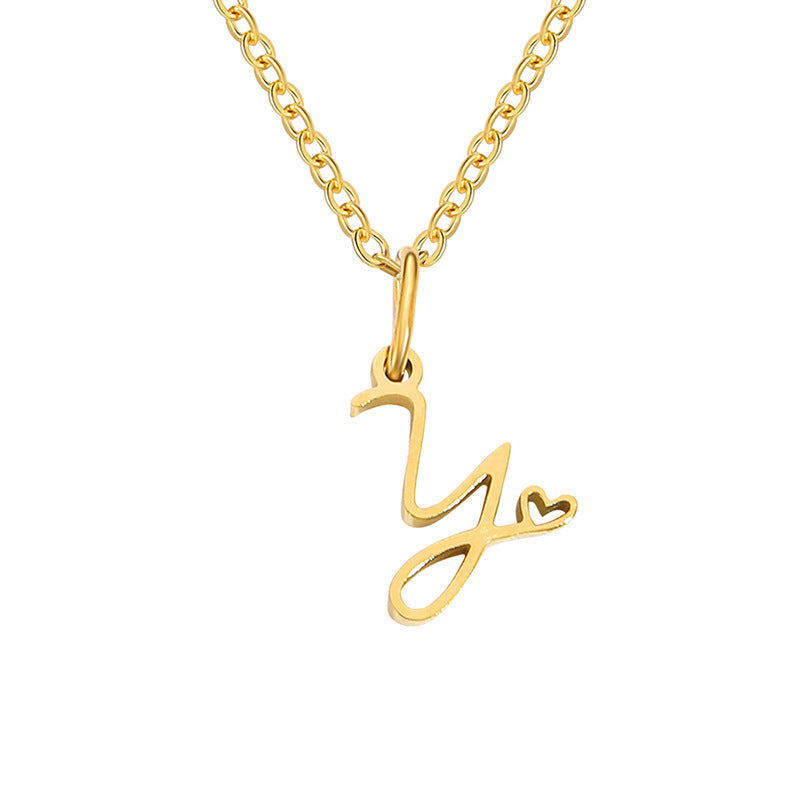 Heart Initial Necklace | Gold
