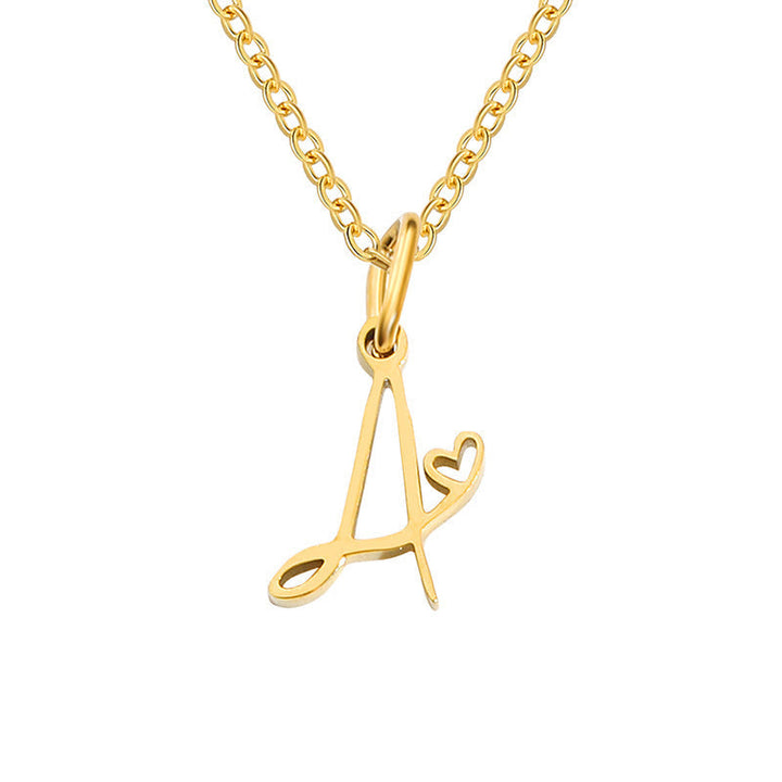 Heart Initial Necklace | Gold