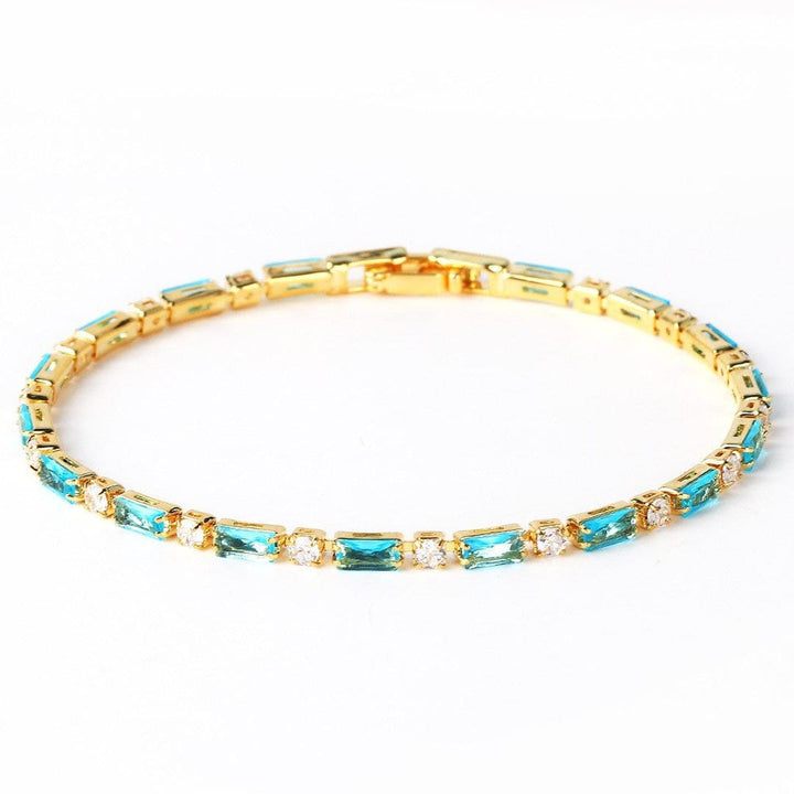 Gold Zircon Turquoise Stone Bracelet