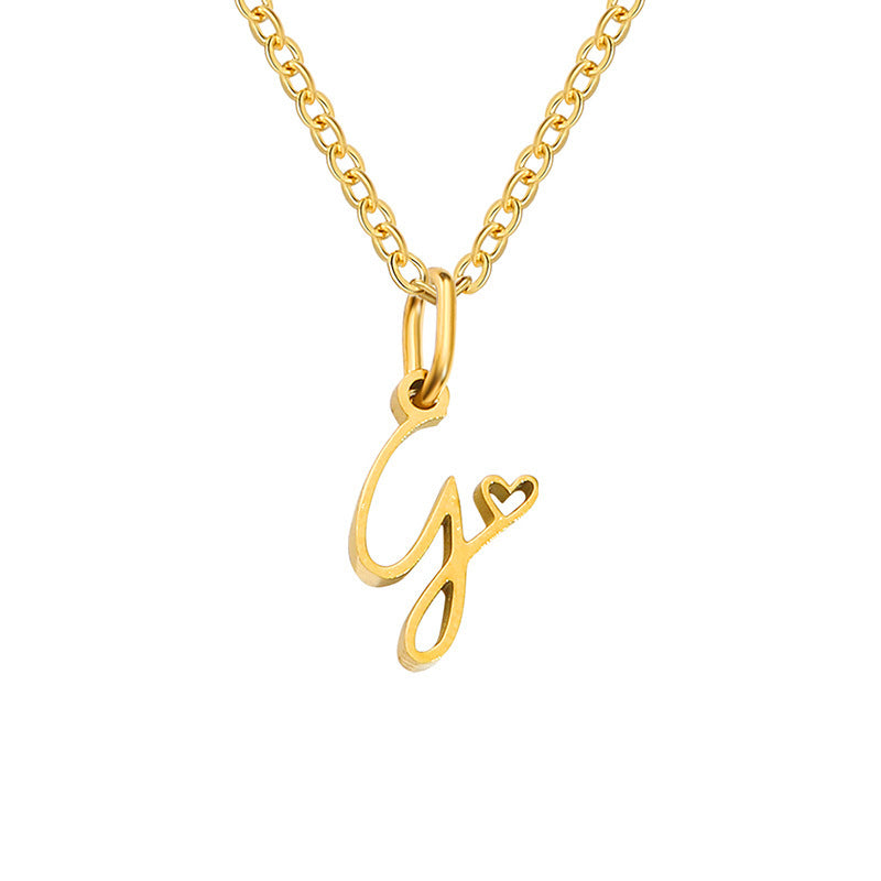 Heart Initial Necklace | Gold