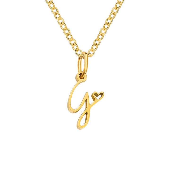 Heart Initial Necklace | Gold