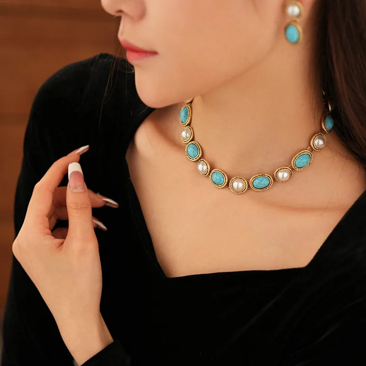 Antique Turquoise Pearl Set
