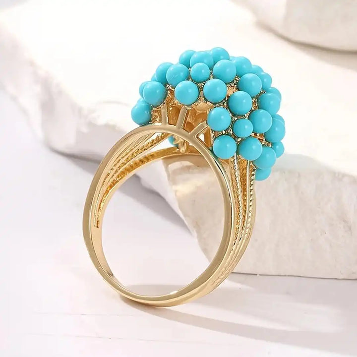 Bohemian Layered Turquoise Stone Beads Ring
