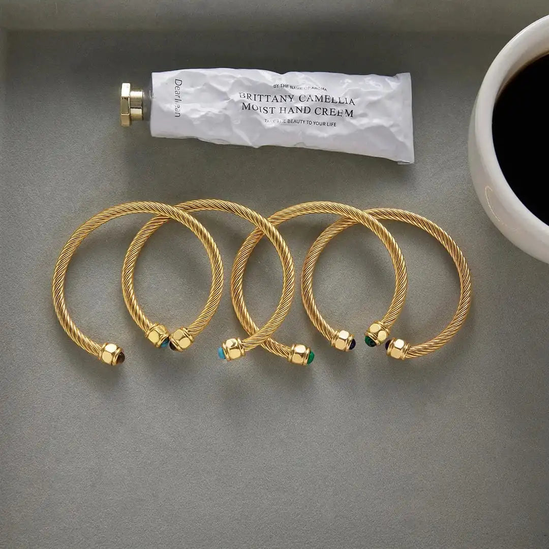 Vintage Gold Adjustable Stone Bracelet