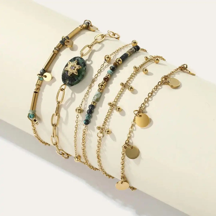 Gold Volcanic Turquoise Bracelet Set