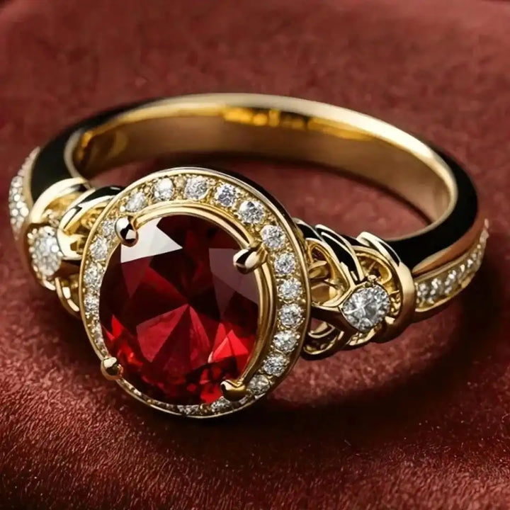 Rubin Halo-Knoten Statement-Ring