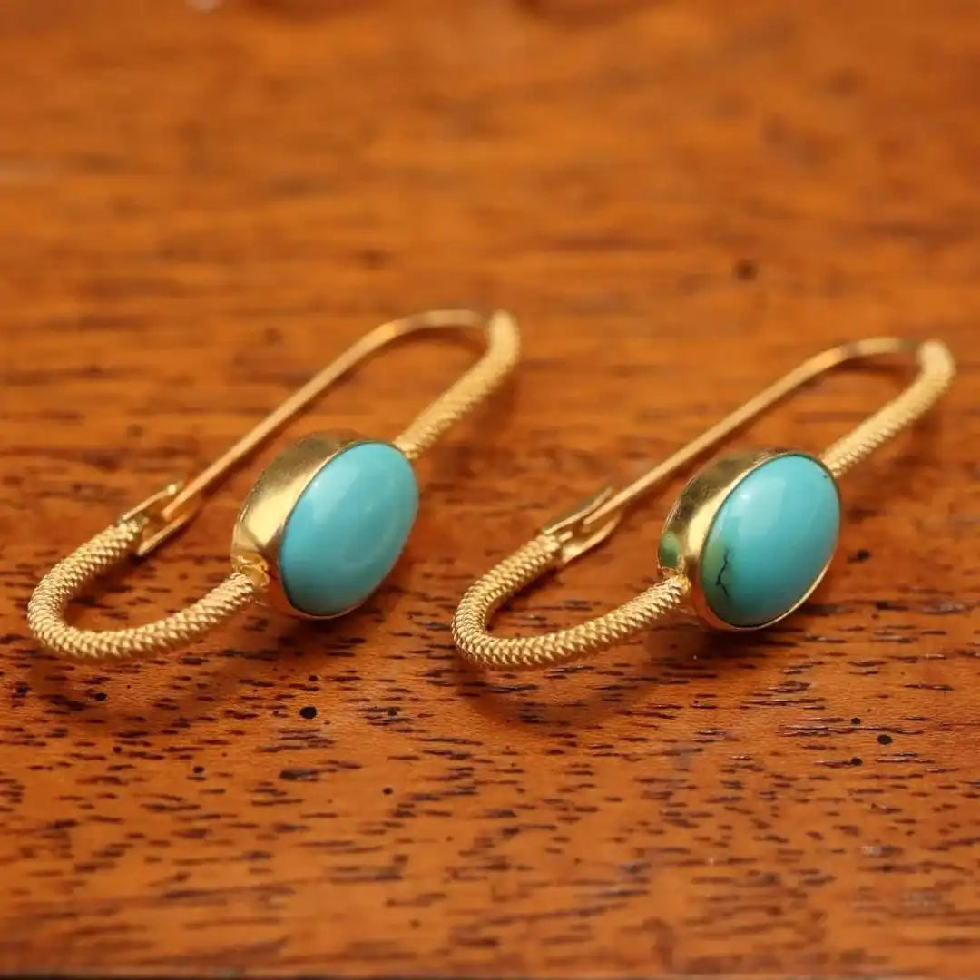 Timeless Gold Turquoise Pearl Moonstone Earrings