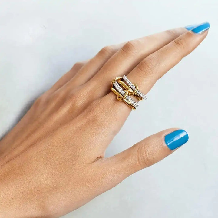 Verschlungenes Zirkonia Ring-Set