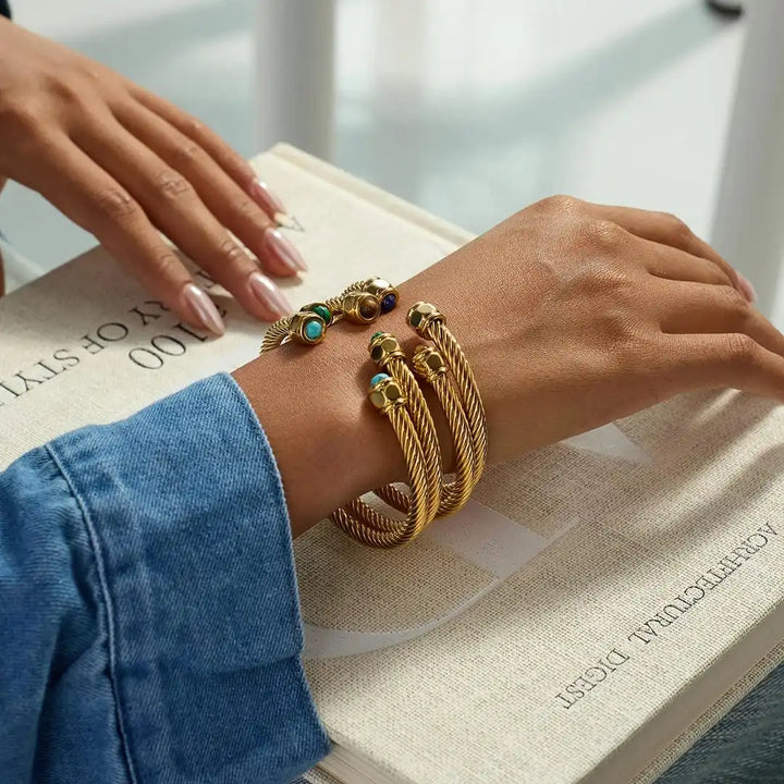 Vintage Gold Adjustable Stone Bracelet