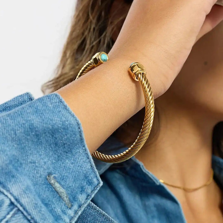 Vintage Gold Adjustable Stone Bracelet