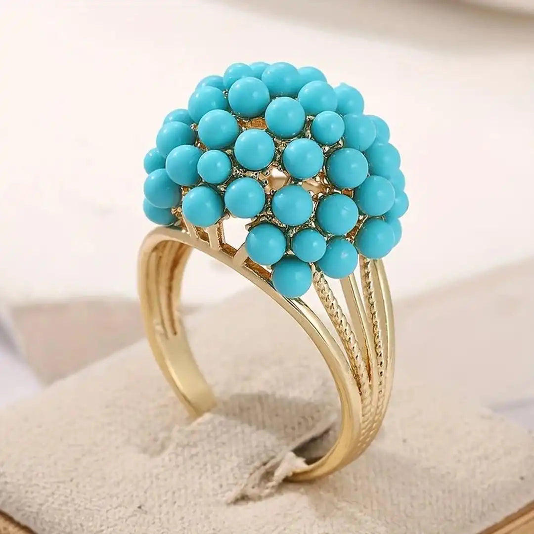 Bohemian Layered Turquoise Stone Beads Ring