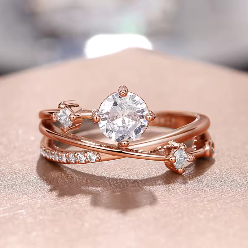 White Gold Zirconia Starry Sky Ring