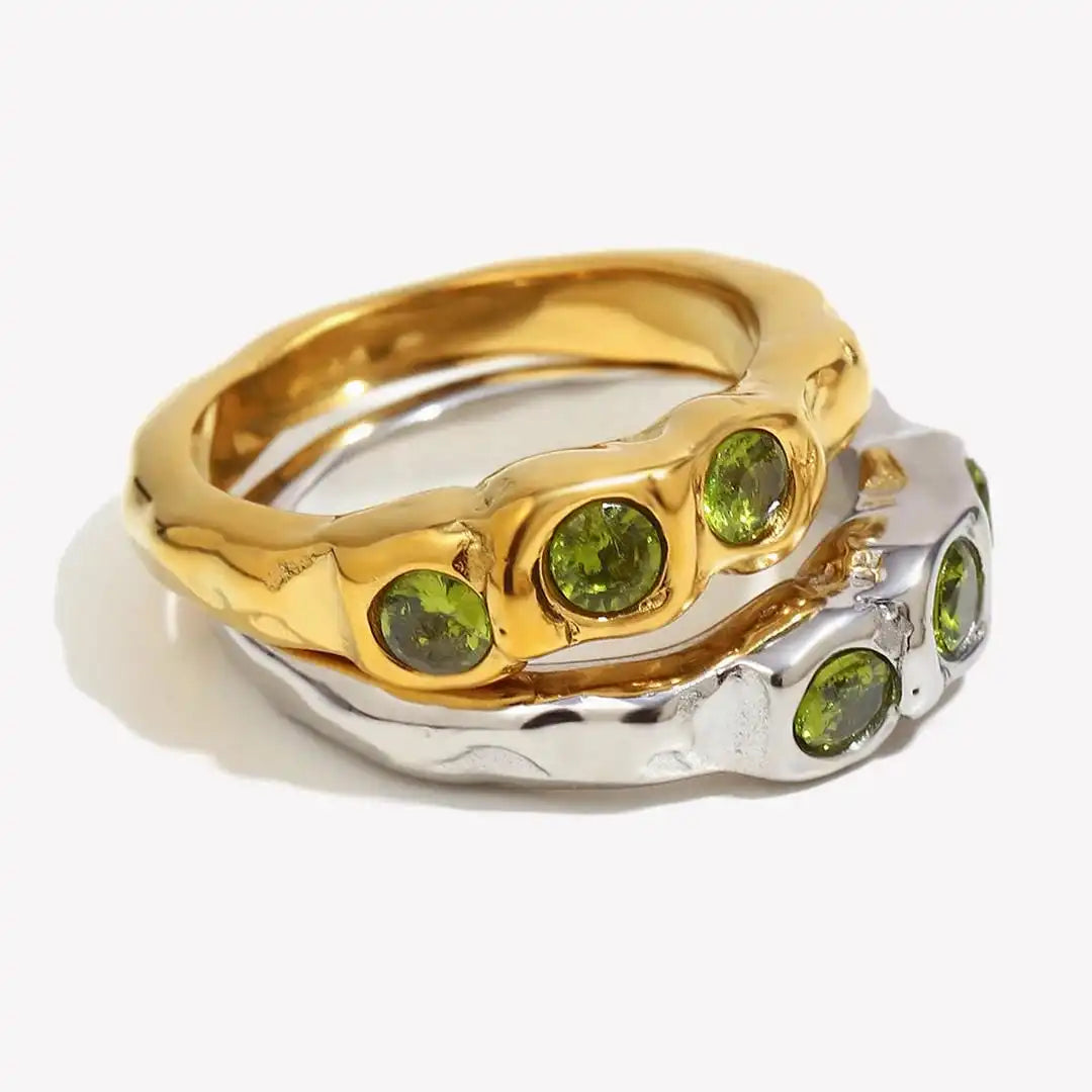 Vintage goldener eingelegter Edelstein Ring