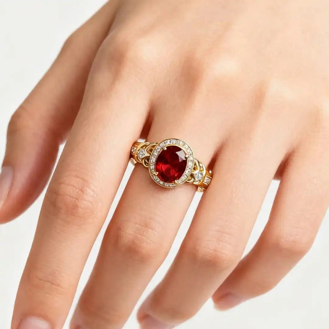 Rubin Halo-Knoten Statement-Ring