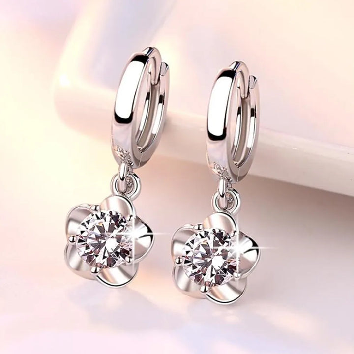 Ohrringe aus Sterlingsilber mit lila und weißem Zirkon