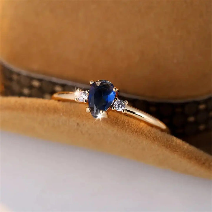 Minimalist Pear Cut Royal Sapphire Ring