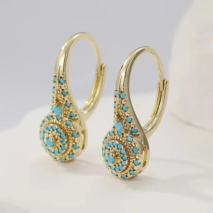 Elegant Mandala Turquoise Earrings