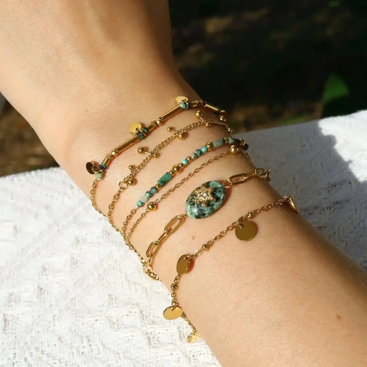 Gold Volcanic Turquoise Bracelet Set