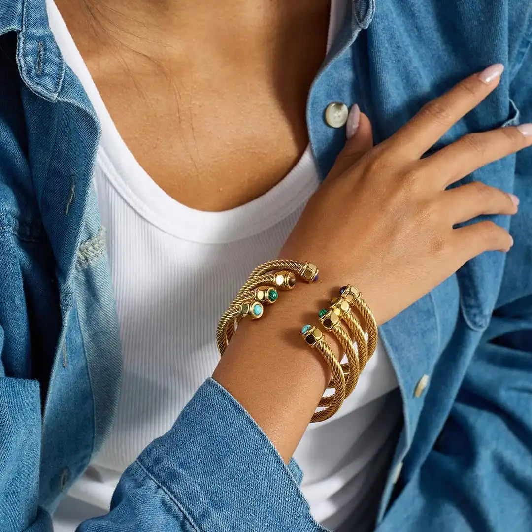 Vintage Gold Adjustable Stone Bracelet