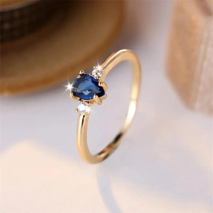 Minimalist Pear Cut Royal Sapphire Ring