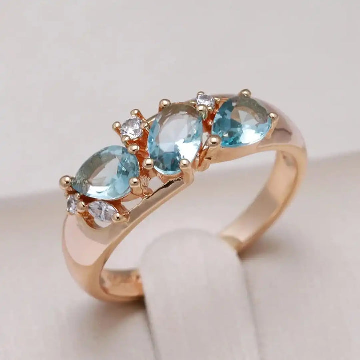Vintage Roségold blauer Zirkon-Ring
