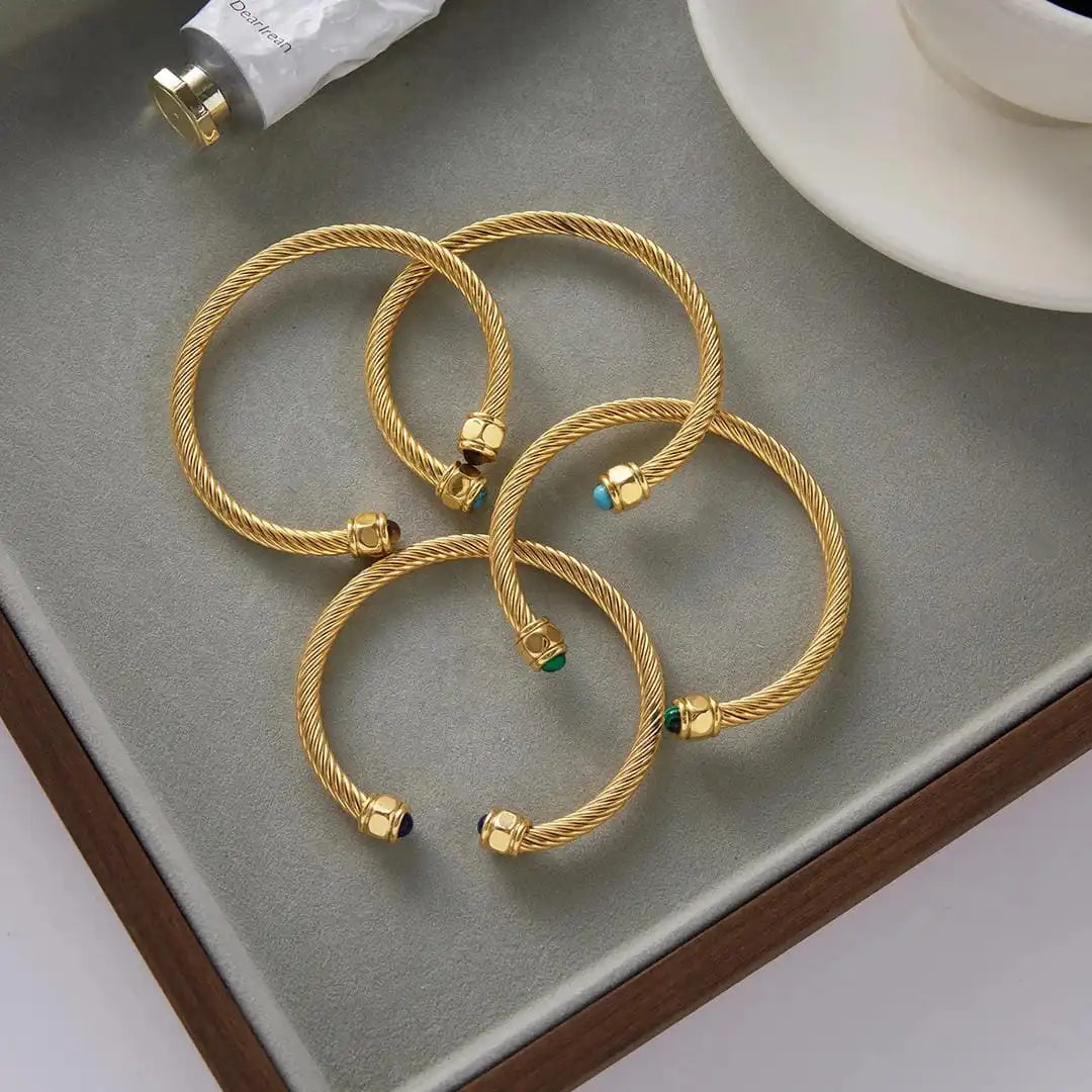 Vintage Gold Adjustable Stone Bracelet