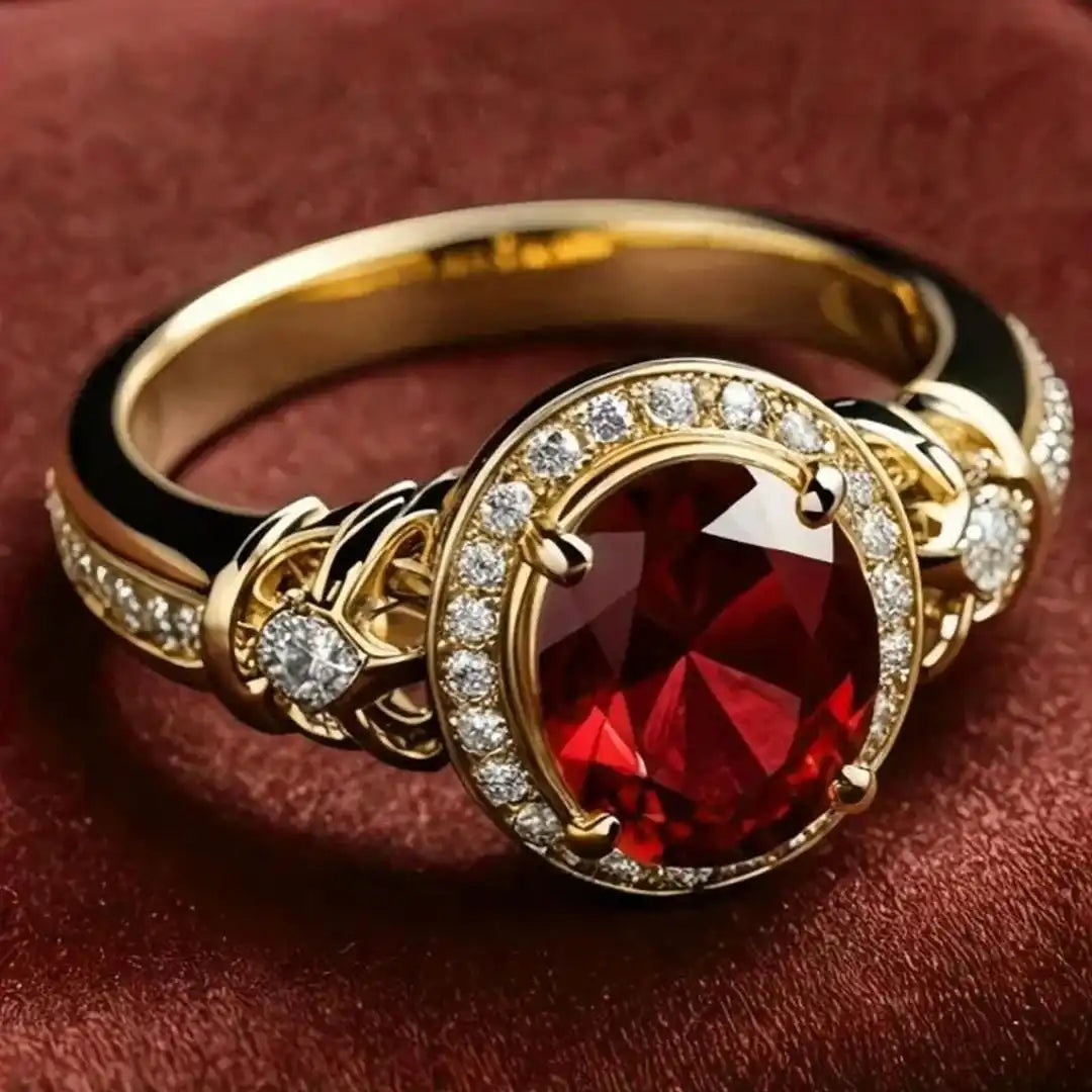 Rubin Halo-Knoten Statement-Ring