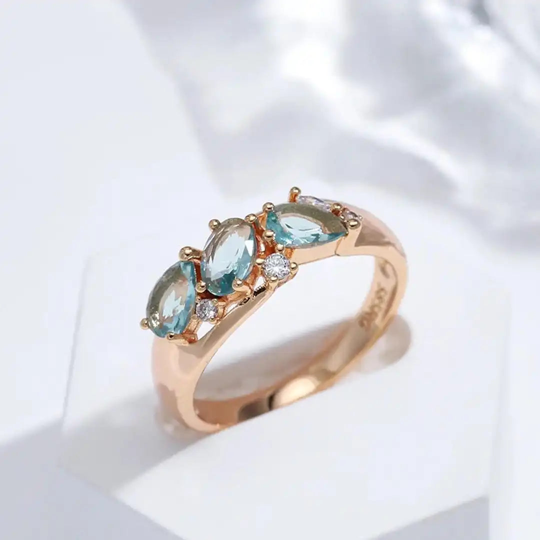 Vintage Roségold blauer Zirkon-Ring