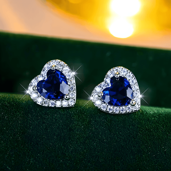 Sapphire Heart Stud Earrings Earrings
