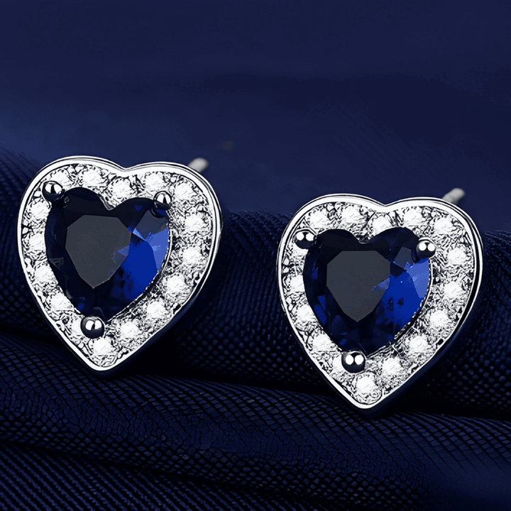 Sapphire Heart Stud Earrings Earrings